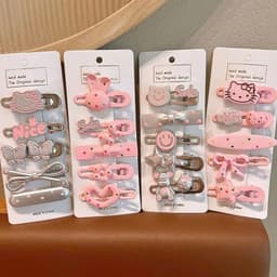 Set 5 kẹp tóc hoạ tiết Kitty Gấu thỏ sao Kẹp tóc smile hoạt hình đáng yêu cho bé gái  2