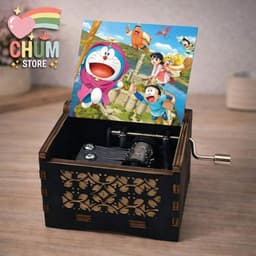 Hộp Nhạc Gỗ Mini nhiều mẫu anime Doraemon Kimetsu Conan Vùng Đất Linh Hồn Castle in the sky Howl - Music box xinh xắn 3