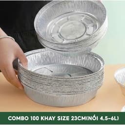 Combo 100 Khay Giấy Bạc 22cm Lót Nồi Chiên Không Dầu, Lò Nướng - Khuôn Đĩa Nhôm Đựng Thức Ăn 8