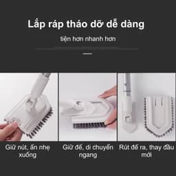 bàn chải cọ sàn nhà tắm 2 đầu lông cứng mềm cán kéo dài vệ sinh lavabo bồn tắm gạch 9