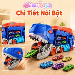 Đồ Chơi Xe Khủng Long MimiToys Nuốt Ô Tô - Cầu Trượt Ô Tô Mini Vui Nhộn Cho Bé 3