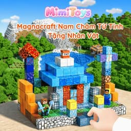 Set 200 Khối Magnacraft Nam Châm Từ Tính MimiToys Tặng Nhân Vật - Đồ Chơi Lắp Ráp Mô Hình 3