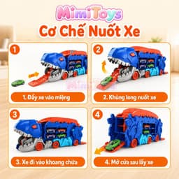 Đồ Chơi Xe Khủng Long MimiToys Nuốt Ô Tô - Cầu Trượt Ô Tô Mini Vui Nhộn Cho Bé 4