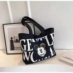 Túi Tote Canvas Mickey Minnie Hàn Quốc Đeo Vai Khóa Kéo Đựng Laptop (giadungtranlinh) 5