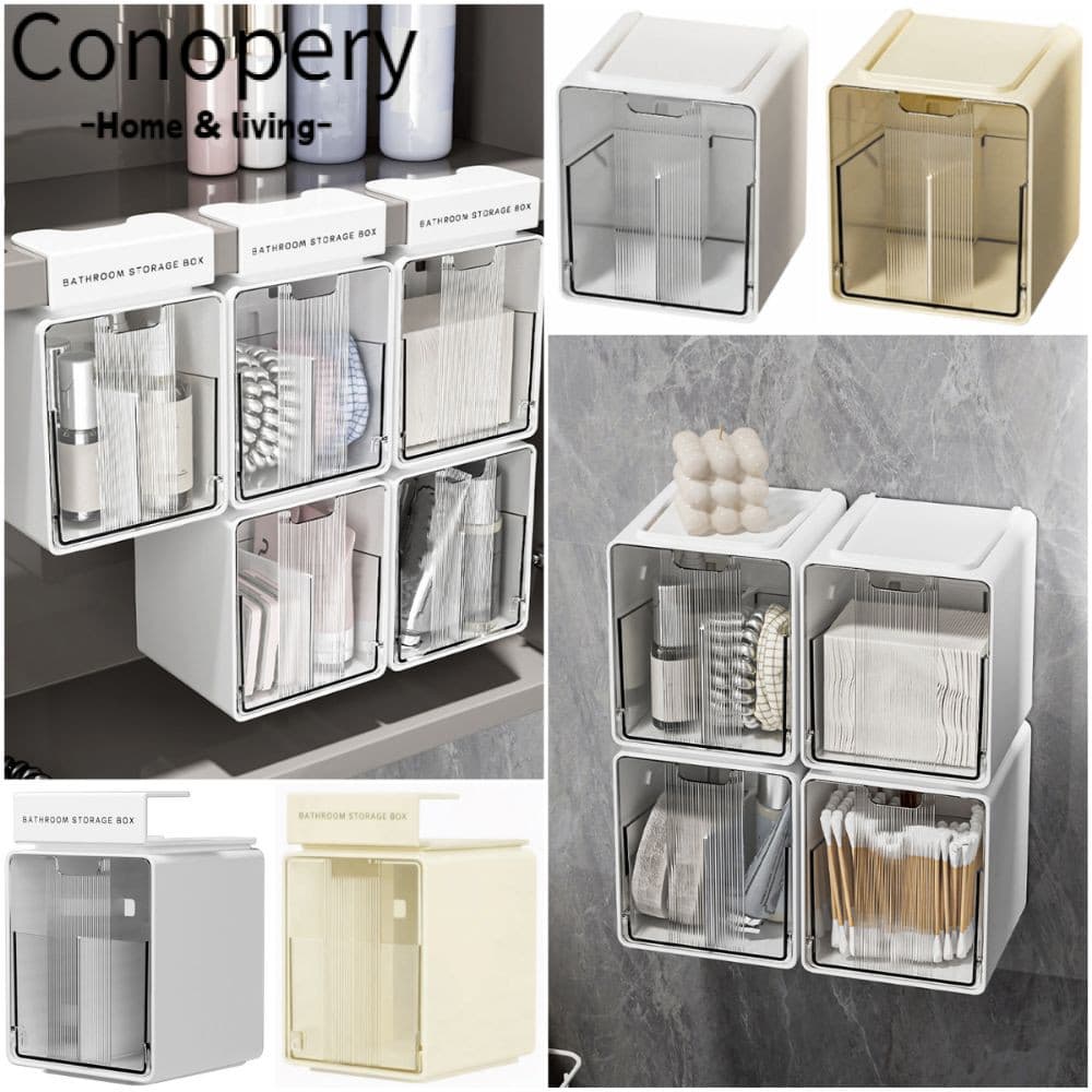 Hộp Bảo Quản Mỹ Phẩm CONOPERY, Hộp Bảo Quản Phân Loại Màu Vàng Trắng, Thiết Kế Treo Chất Lượng Cao Nhựa Không Rỉ Kéo Ra Ngăn Kéo Bảo Quản Tổ Chức Phòng Tắm