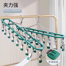 Móc Phơi Đồ 18 Kẹp Inox,Giá Treo Tất Đồ Lót Chống Gió Khóa Gài Tiết Kiệm Diện Tích - Móc phơi treo đồ đa năng Treo Tất 2