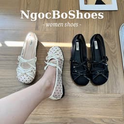 Giày Búp Bê - Giày Bệt Nữ Mary Jane Chấm Bi Phối Quai Nơ Thanh Lịch Nhẹ Nhàng - N0033-Sona 3