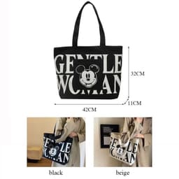 Túi Tote Canvas Mickey Minnie Hàn Quốc Đeo Vai Khóa Kéo Đựng Laptop (giadungtranlinh) 3