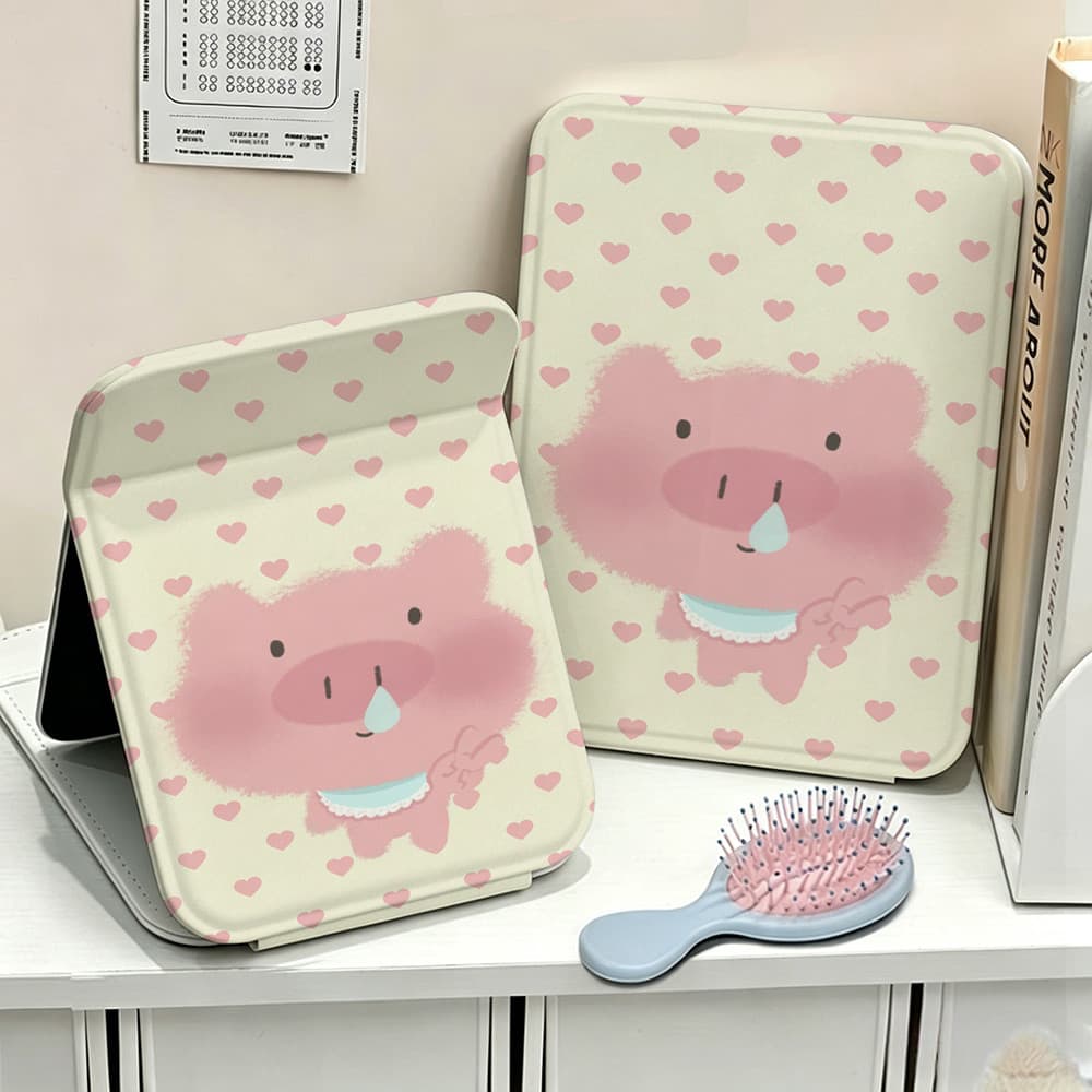 Heo con buồn trái tim, gương trang điểm gấp chất liệu bền đẹp, kiểu dáng thời trang 