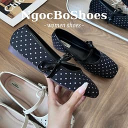 Giày Búp Bê - Giày Bệt Nữ Mary Jane Công Sở Chấm Bi Phối Quai Nơ Thanh Lịch Nhẹ Nhàng Nữ Tính - N0035-Sona 7
