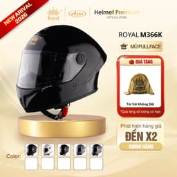 [Độc Quyền] Mũ Bảo Hiểm Fullface Royal M366 2 Kính Đen Mờ, Đen Bóng, Trắng, Xám, Titan Chính Hãng 1
