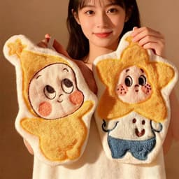 Set 2 cái khăN lau tay nhung san hô bé má phính có móc treo tiện dụng, thấm hút tốt 2