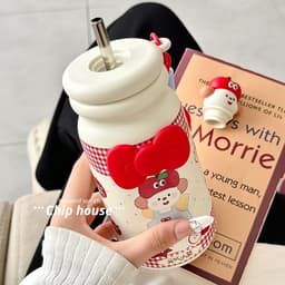 Bình giữ nhiệt học sinh 500ml nhỏ gọn cute, cốc giữ nhiệt APPLE PUPPY inox316 thiết kế ngộ nghĩnh cao cấp có dây đeo 8
