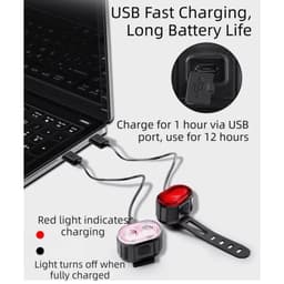 Bộ đèn hậu xe đạp MUVAKO, Đèn pha LED siêu sáng có thể sạc lại có hậu, độ sáng cao có thể sạc lại Di động Đèn sạc siêu sáng Đi đêm 8