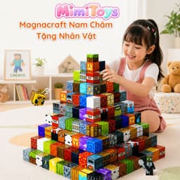 Set 200 Khối Magnacraft Nam Châm Từ Tính MimiToys Tặng Nhân Vật - Đồ Chơi Lắp Ráp Mô Hình 1