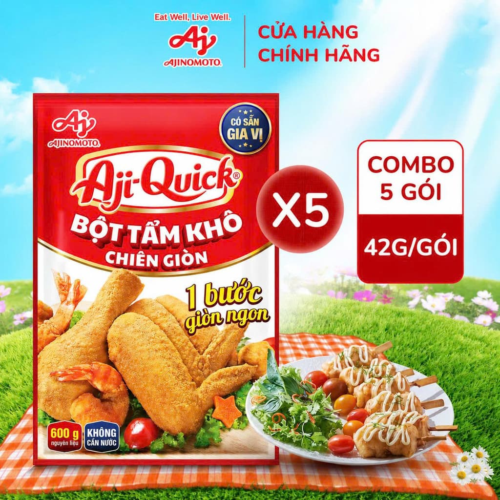 Chính Hảng Full VAT Combo 5 Gói Bột tẩm khô chiên giòn 42g - Combo 5 Gói