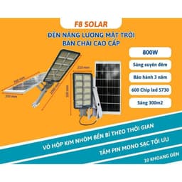 [ TẶNG DÂY 5M ]Đèn Năng Lượng Mặt Trời 10 Khoang 800W Thế Hệ Mới 2025. Sáng Qua Đêm . Kháng Nước IP69 3