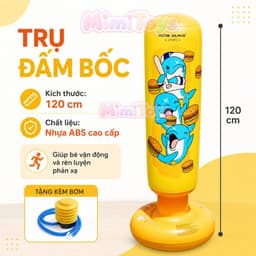 Bao Đấm Hơi Boxing MimiToys Cao 1m2 Màu Vàng - Đồ Chơi Vận Động Kèm Bơm Cho Bé 3