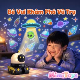 Robot Đèn Chiếu Sao MimiToys Có Bluetooth - Đèn Ngủ Phát Nhạc Lung Linh Cho Bé 2