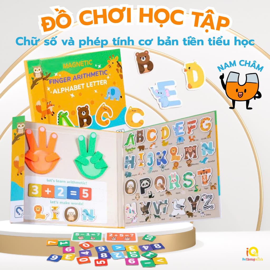 Bộ Sách Nam Châm Học Chữ & Số Cho Bé Từ 3 Tuổi - Ghép Chữ, Tính Toán Tiền Tiểu Học