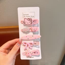 Set 5 kẹp tóc hoạ tiết Kitty Gấu thỏ sao Kẹp tóc smile hoạt hình đáng yêu cho bé gái  8