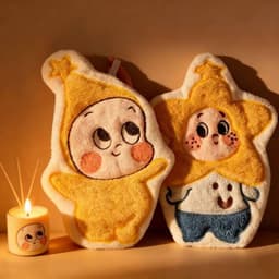 Set 2 cái khăN lau tay nhung san hô bé má phính có móc treo tiện dụng, thấm hút tốt 7