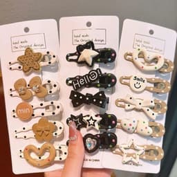 Set 5 kẹp tóc hoạ tiết Kitty Gấu thỏ sao Kẹp tóc smile hoạt hình đáng yêu cho bé gái  3