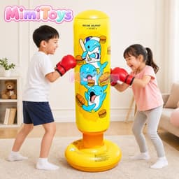 Bao Đấm Hơi Boxing MimiToys Cao 1m2 Màu Vàng - Đồ Chơi Vận Động Kèm Bơm Cho Bé 5