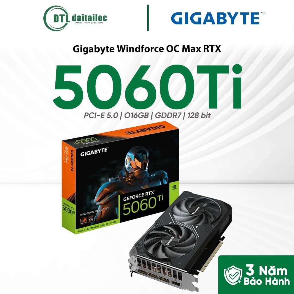 Card màn hình VGA GIGABYTE RTX 5060 / 5060 Ti Windforce MAX OC 8G 16GB 2 Fan GDDR7 | Chính Hãng | Bảo Hành 36 Tháng