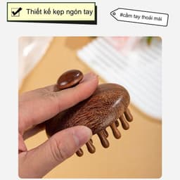 Lược Gỗ Đàn Hương Massage Đầu - Gỡ Rối, Chống Rụng Tóc, Giảm Đứt Gãy, Đệm Khí Đa Năng, Giúp Tóc Khỏe & Ngủ Ngon 4