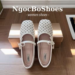 Giày Búp Bê - Giày Bệt Nữ Mary Jane Công Sở Chấm Bi Phối Quai Nơ Thanh Lịch Nhẹ Nhàng Nữ Tính - N0035-Sona 1