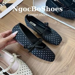 Giày Búp Bê - Giày Bệt Nữ Mary Jane Công Sở Chấm Bi Phối Quai Nơ Thanh Lịch Nhẹ Nhàng Nữ Tính - N0035-Sona 5