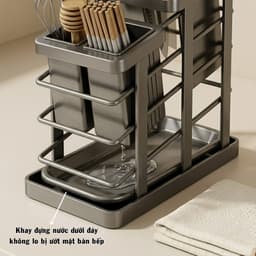 Giá Cài Dao Kèm Ống Đựng Đũa Thìa Thép Carbon Chống Gỉ Cao Cấp PAMPER Có Khay Hứng Nước Tiện Lợi 7