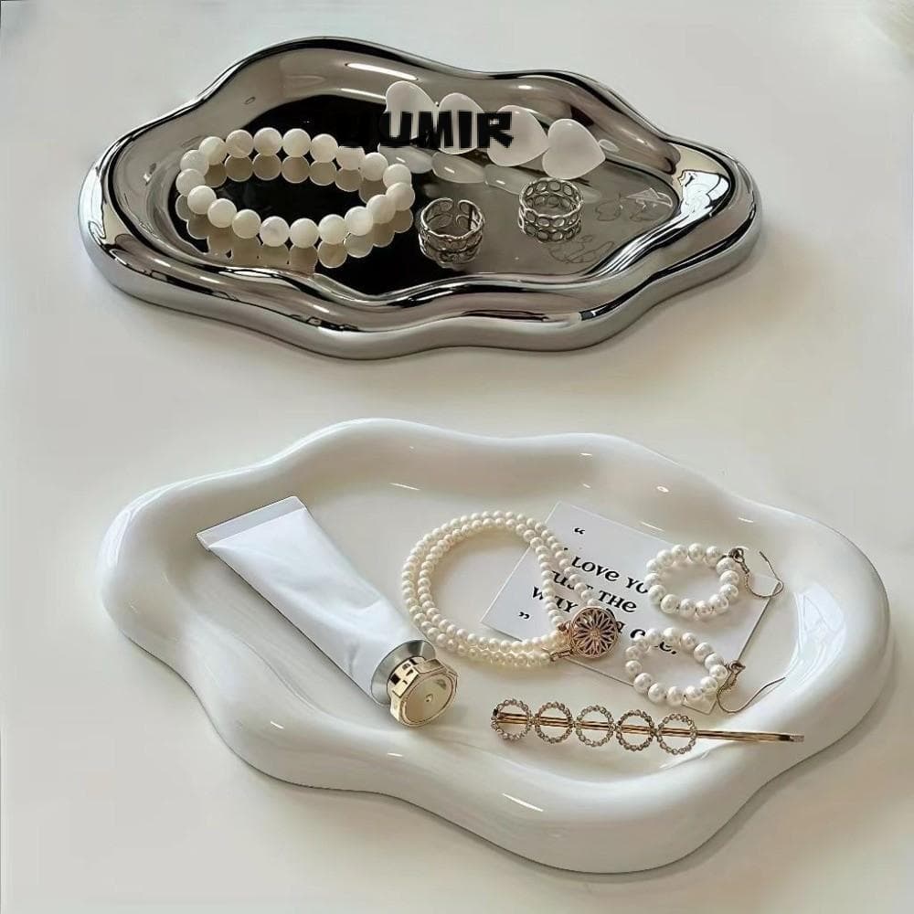 UUMIR Khay đựng đồ trang sức UUMIR, Tấm lưu trữ Mini bằng nhựa, Tấm trưng bày trang sức hình đám mây sang trọng nhẹ Đồng hồ / Lưu trữ chìa khóa