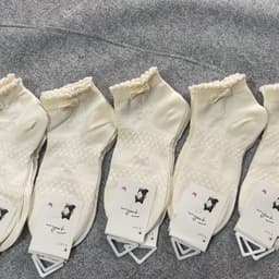 Sét 10 Đôi Tất Nơ Cổ Bèo Siêu Xinh Cho Phụ Nữ Thiết Kế Độc Đáo Phong Cách Thời Trang Màu Trắng Tinh Tế 1