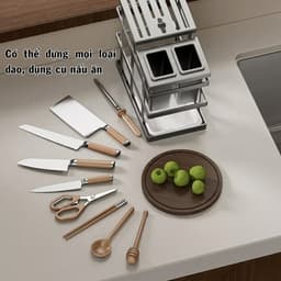 Giá Cài Dao Thép Carbon Chống Gỉ Cao Cấp MODERN, Giá Đựng Dao Kéo Đa Năng Kèm Khay Hứng Nước 2