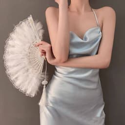 Quạt lông vũ ren nhiều màu phụ kiện chụp ảnh phong cách lolita gothic sang chảnh 3
