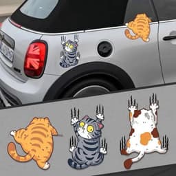 Decal Bộ 3 Miếng Sticker Hình Mèo Vui Nhộn Chống Thấm Nước 4