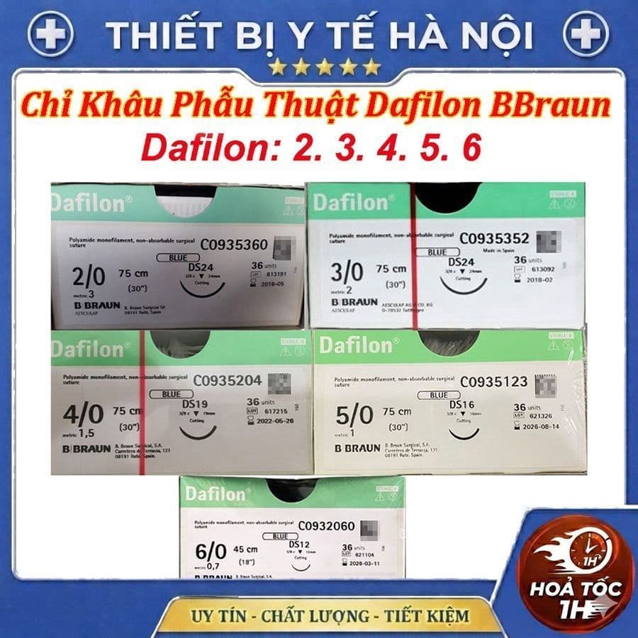 [ Lẻ 2 sợi ] Chỉ Khâu Phẫu Thuật Dafilon BBraun Số 2,3,4,5,6
