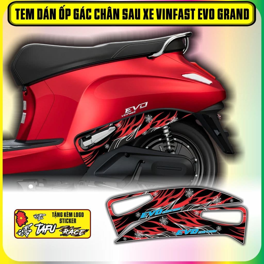 Tem dán xe evo grand tem dán gác chân sau evo tem nhựa nhám
