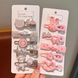 Set 5 kẹp tóc hoạ tiết Kitty Gấu thỏ sao Kẹp tóc smile hoạt hình đáng yêu cho bé gái  5