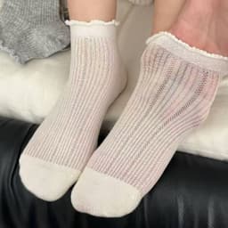 Nữ Tất Mỏng Nhật Bản Hàn Quốc Ren Lưới Màu Trơn Đơn Giản Phù Hợp Với 1