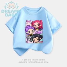 KpopQuần áo nữ săn quỷ Rumi Mira Zoe tay áo ngắn cô gái mùa hè dễ thương giản dị linh hoạt áo phông cotton nguyên chất 7