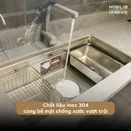 CHẬU RỬA BÁT 1 HỐ NOBINOX ROSA NN974DT 2