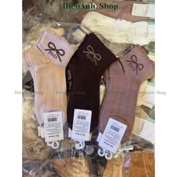 Set 10 đôi Tất cổ cao nữ họa tiết Nơ To Vớ cổ cao hình Nơ phong cách tông màu nâu chất đẹp co giãn tốt mẫu mới 2025 3