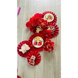 ( FREE SHIP) Sét 6 quạt giấy đỏ trang trí tết 2026, decor nhà cửa trường học tết nguyên đán 8