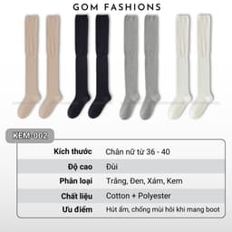 Tất đùi nữ lolita mùa đông mang boot GOMTAT, vớ đùi cổ cao thời trang, mang giày bốt, mềm mịn giữ ấm - KEM-002 5