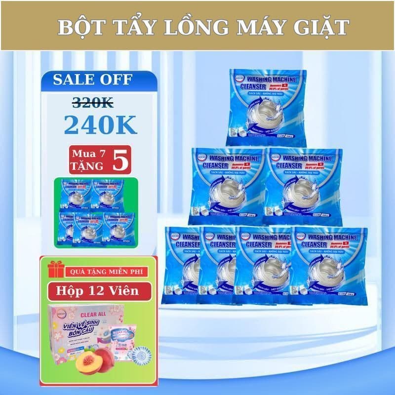 [MUA 7 TẶNG 5] Bột tẩy lồng máy giặt GOCHY 1 gói bột 150gr  - Vệ sinh lồng giặt loại bỏ cặn bẩn, khử khuẩn khử mùi