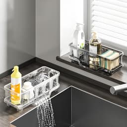 Kệ Để bồn rửa chén nhà bếp, Giá Đỡ bồn bát nhựa PET có khay thoát nước, Kệ để đồ rửa chén Tiện Dụng 4