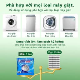 Combo 3 túi bột tẩy lồng giặt Gochy 150gr - tẩy lồng, vệ sinh máy giặt hiệu quả tặng kèm 3 viên sạch bồn cầu clean all 3